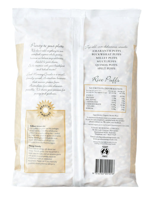 Good Morning Cereals Organic Puffed Brown Rice 175g
