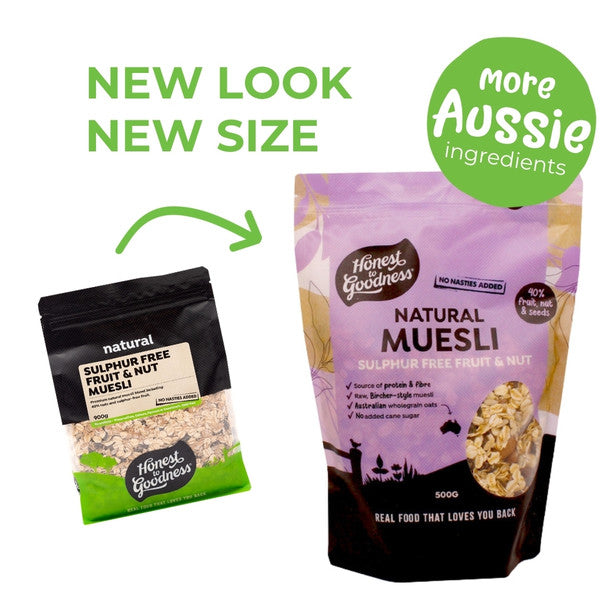 Honest to Goodness Sulphur Free Fruit & Nut Natural Muesli 500g