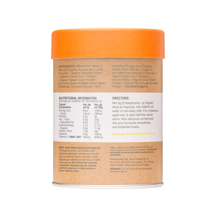 Amazonia Raw Wholefood Extracts Vitamin C+ Passionfruit 120g