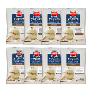 EasiYo Greek-Style Coconut Yogurt Base With Coconut Bits 240g Carton of 8