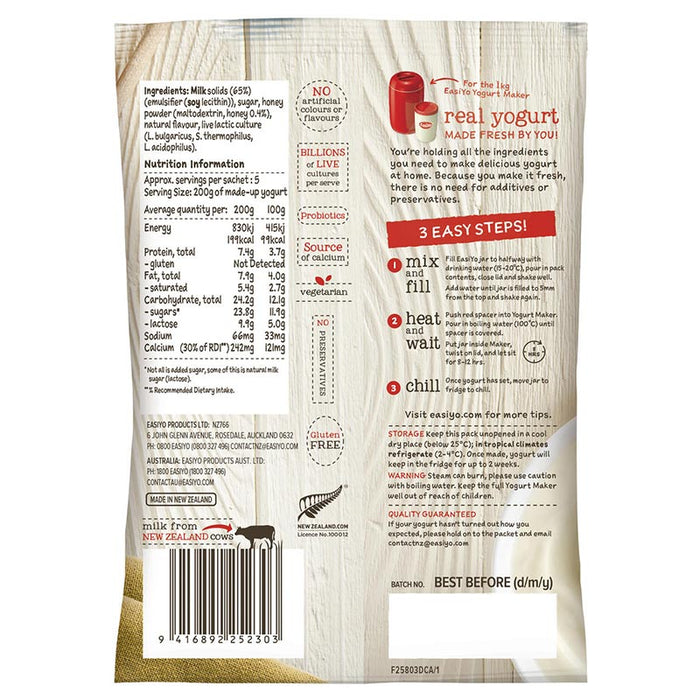 EasiYo Greek-Style Honey Yogurt Base 210g Carton of 8