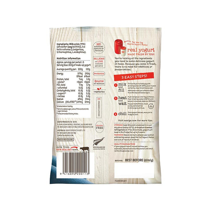 EasiYo Wellbeing Range Yoghurt Base Natural Unsweetened 140g Carton of 8