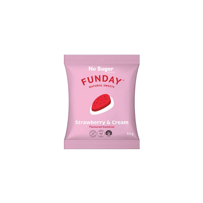 Funday Natural Sweets Flavoured Gummies Strawberry & Cream 50g