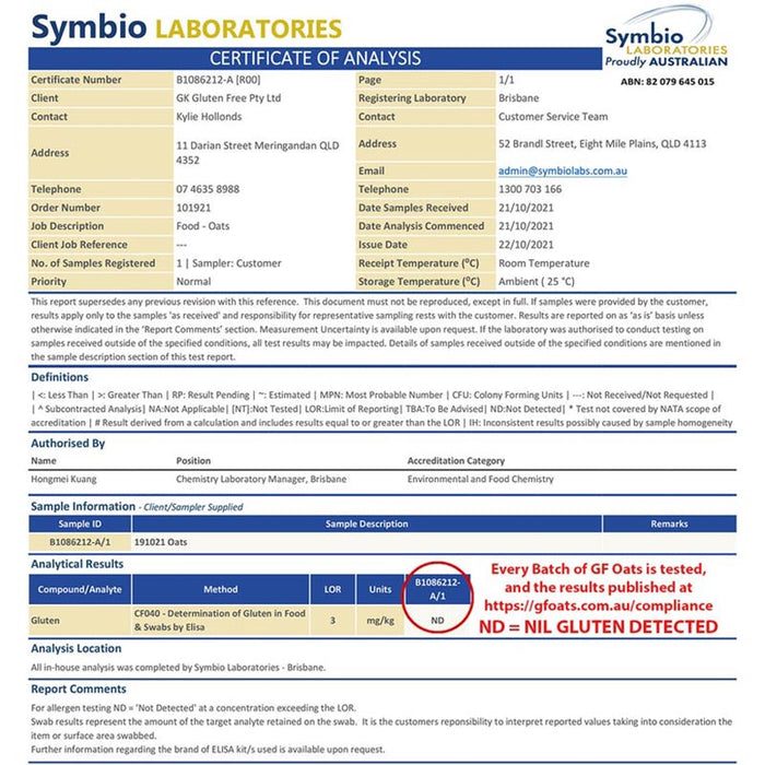 GF Oats Aussie Oats 500g