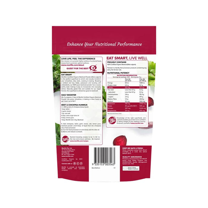 Morlife Beetroot Powder Certified Organic