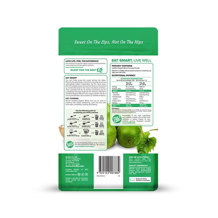 Morlife Certified Organic Monk Fruit 100g