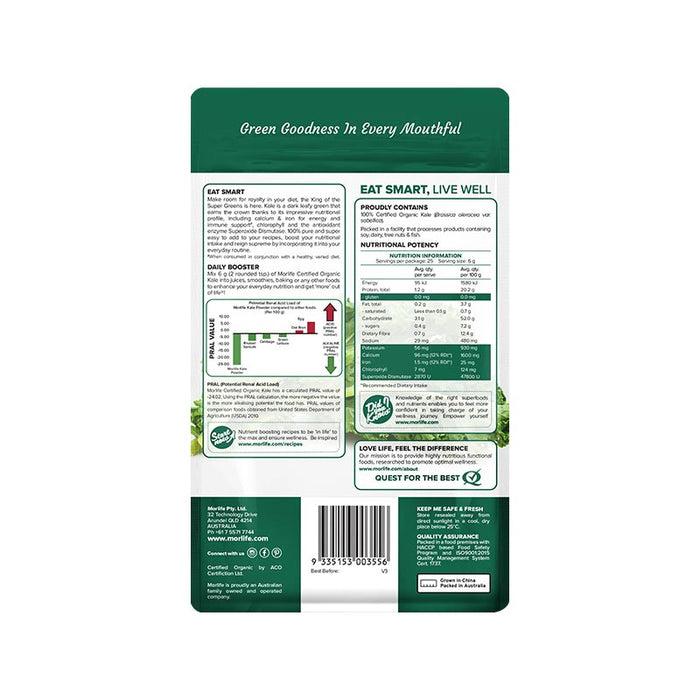 Morlife Kale Powder Certified Organic 150g