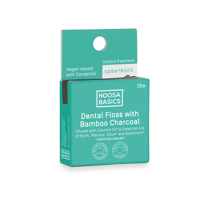 Noosa Basics Spearmint Dental Floss with Activated Charcoal 35m