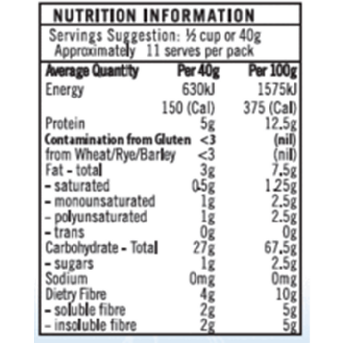 GF Oats Organic Oats 500g