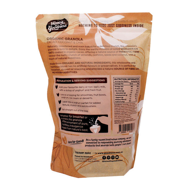 Honest to Goodness  Organic Granola Cacao Coconut & Chia 450g