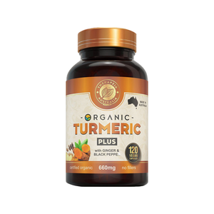 Therapeia Australia Organic Turmeric Capsules With Black Pepper PLUS 120 Caps