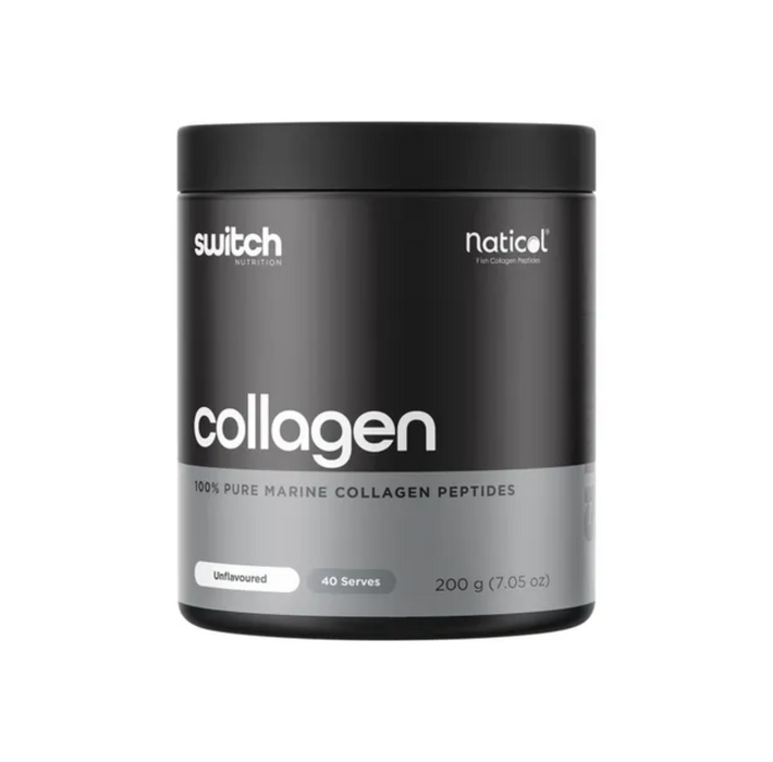 Switch Nutrition Marine Collagen 100% Pure Unflavoured 200g, natural collagen peptides for skin, hair, and joint health.