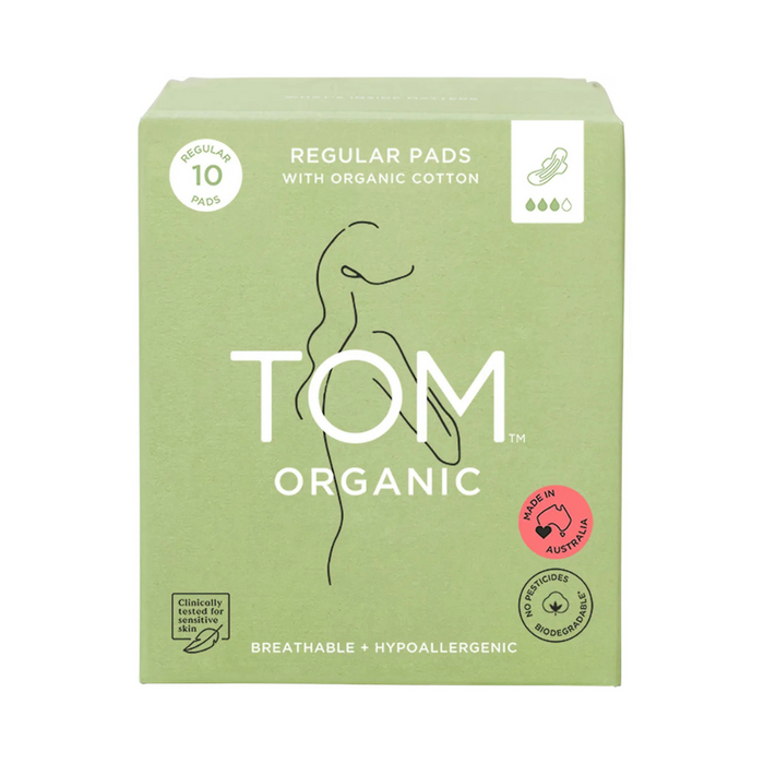 Tom Organic Cotton Pads with Wings Regular 10 pack