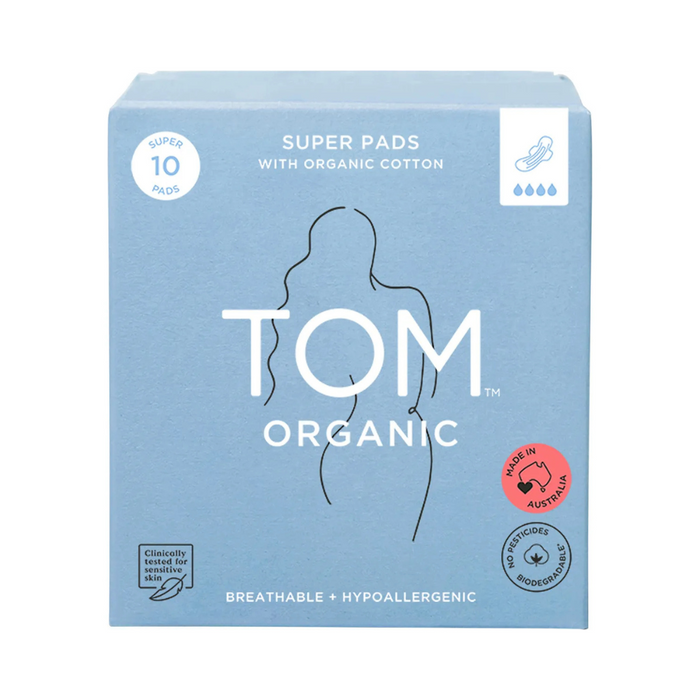 Tom Organic Cotton Pads with Wings Super 10 Pack
