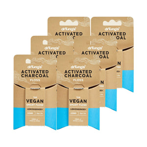 Dr. Tung's Smart Vegan Dental Floss Activated Charcoal Lemongrass 27m (Pack of 6)