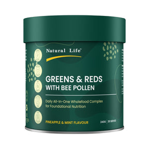 Natural Life Greens & Reds with Bee Pollen Pineapple & Mint 240g