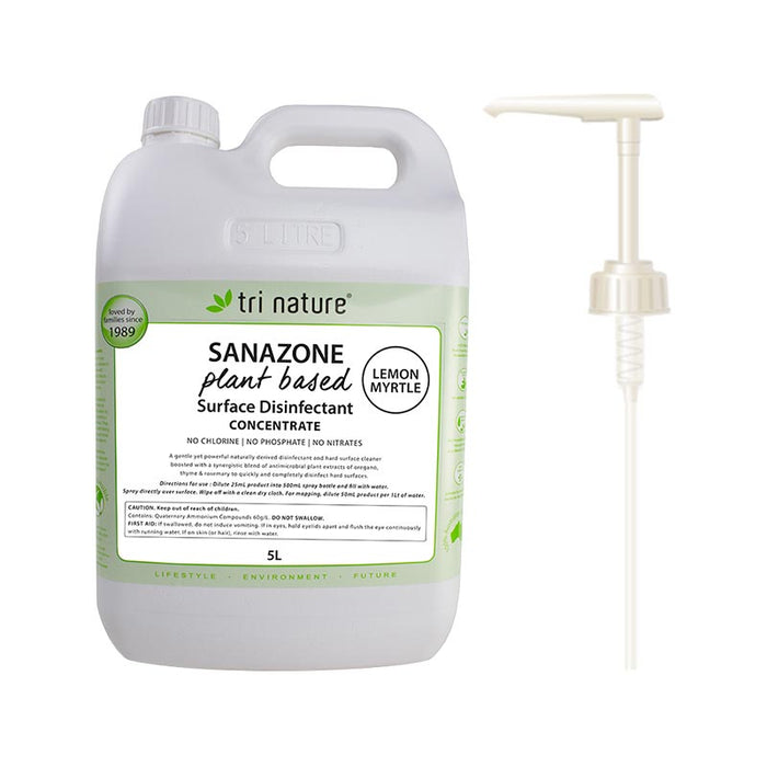 Tri Nature Sanazone Lemon Myrtle Disinfectant Concentrate Bulk with pump 5L