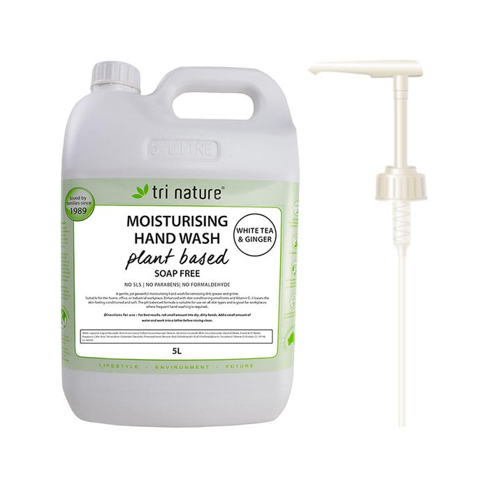 Tri Nature Moisturising Hand Wash White Tea & Ginger Bulk with pump 5L