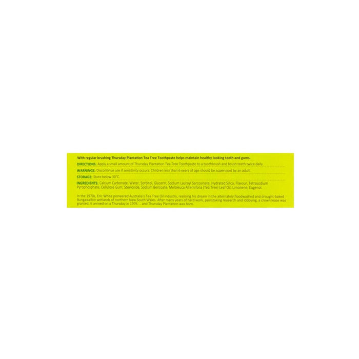 Thursday Plantation Tea Tree Toothpaste 110G pack image 3