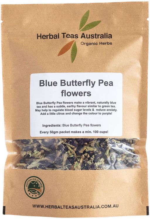 Herbal Teas Australia Blue Butterfly Pea Flowers Tea 50g pouch
