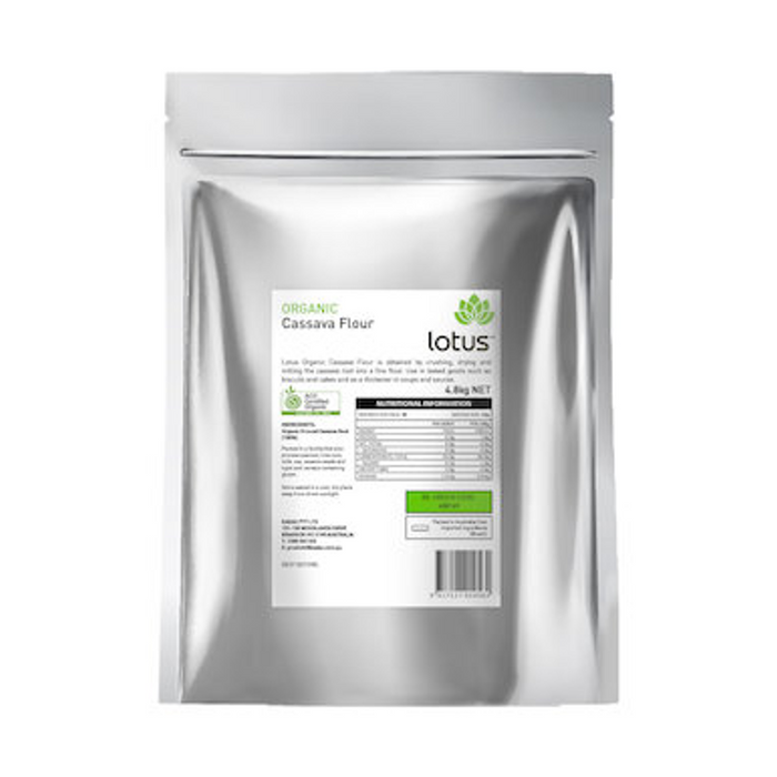 Lotus Organic Cassava Flour 4.8kg front packshot