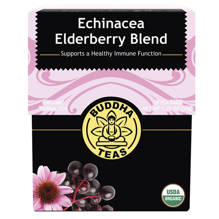 Buddha Teas Organic Echinacea Elderberry Blend 18 Tea Bags