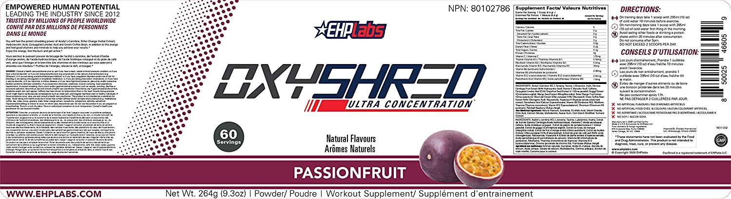 EHP Labs OxyShred Ultra Concentration Passionfruit 60 Servings 264g