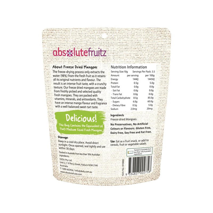 Absolute Fruitz Freeze Dried Mango Two Mangoes 35g