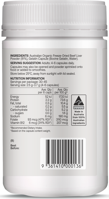 Best of the Bone Organic Beef Liver Nutrient Dense Superfood 180 Capsules gallery image 5