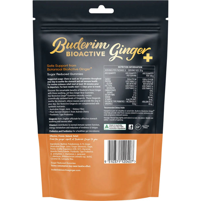 Buderim BioActive Ginger+ Hot Gummie Bears 150g