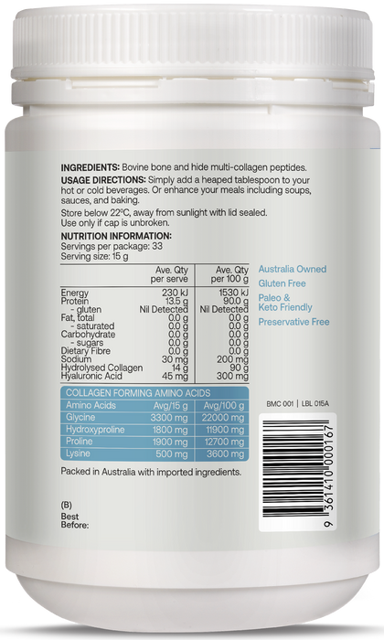 Best of the Bone Healing Multi Collagen Protein Powder Hydrolysed Collagen Peptides Unflavoured 500g gallery image 5