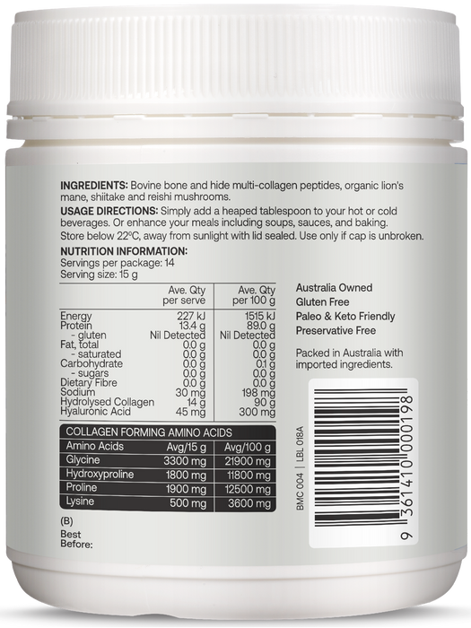 Best of the Bone Collagen Peptide Powder Organic Mushroom 210g gallery image 2