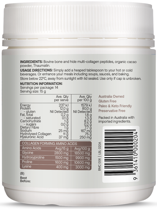 Best of the Bone Multi Collagen Peptides Dark Cacao 210g gallery image 2