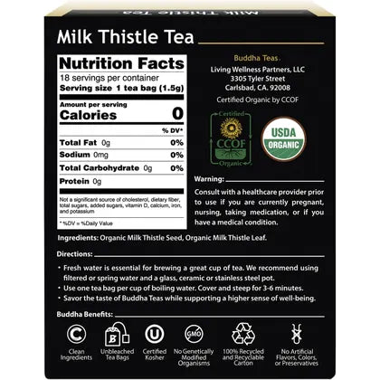 Buddha Teas Organic Herbal Milk Thistle Tea 18 Pack