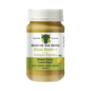 Best of the Bone Bone Broth Beef Concentrate + Collagen Peptides Green Curry Lemon Pepper 390g