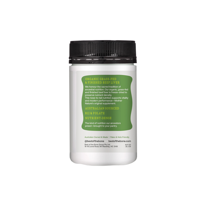 Best of the Bone Organic Beef Liver Nutrient Dense Superfood 180 Capsules