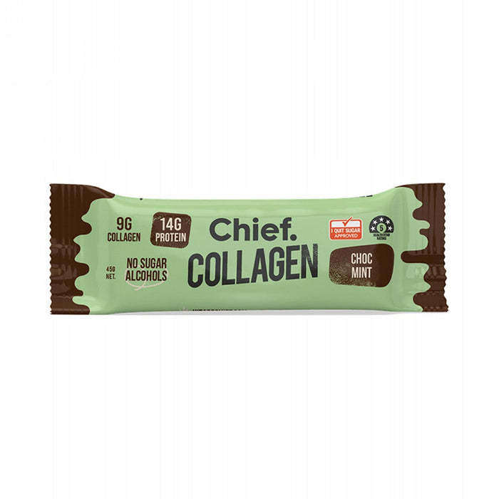 Chief Choc Mint 45g bar packaging; supplied as a box of 12 bars