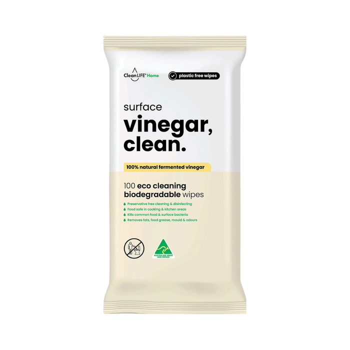 Cleanlife Vinegar Clean Surface Plastic Free Wipes 100pk