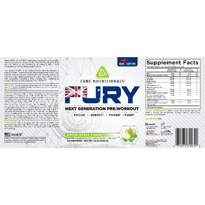 Core Nutritionals Fury Pre Workout 424g