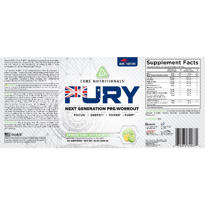 Core Nutritionals Fury Pre Workout 424g