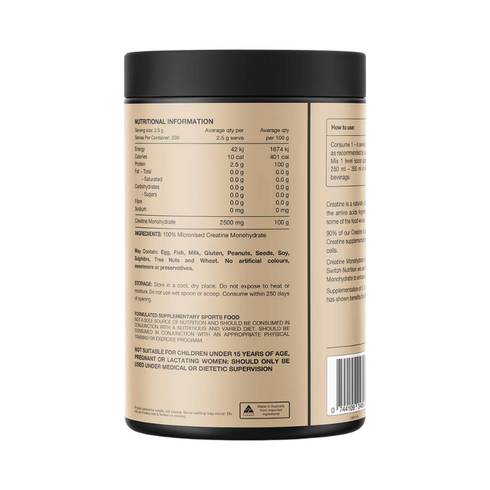 Switch Nutrition Creatine 100% Pure Micronized Monohydrate Unflavoured