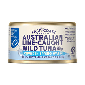 East Coast Tuna Co Australian Line-Caught Wild Tuna Chunks in Spring Water 185g