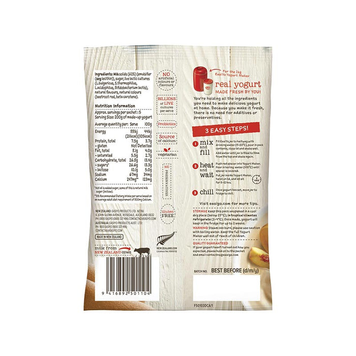 EasiYo Everyday Range Summerfruit Apricot Peach Flavour Yoghurt Base 225g Carton of 8