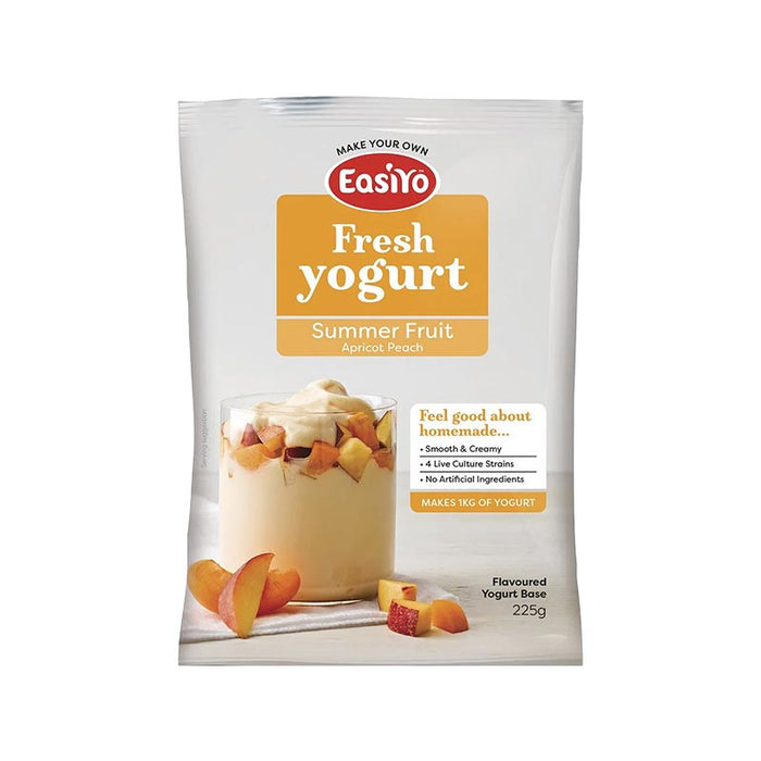 EasiYo Everyday Range Summerfruit Apricot Peach Flavour Yoghurt Base 225g Carton of 8