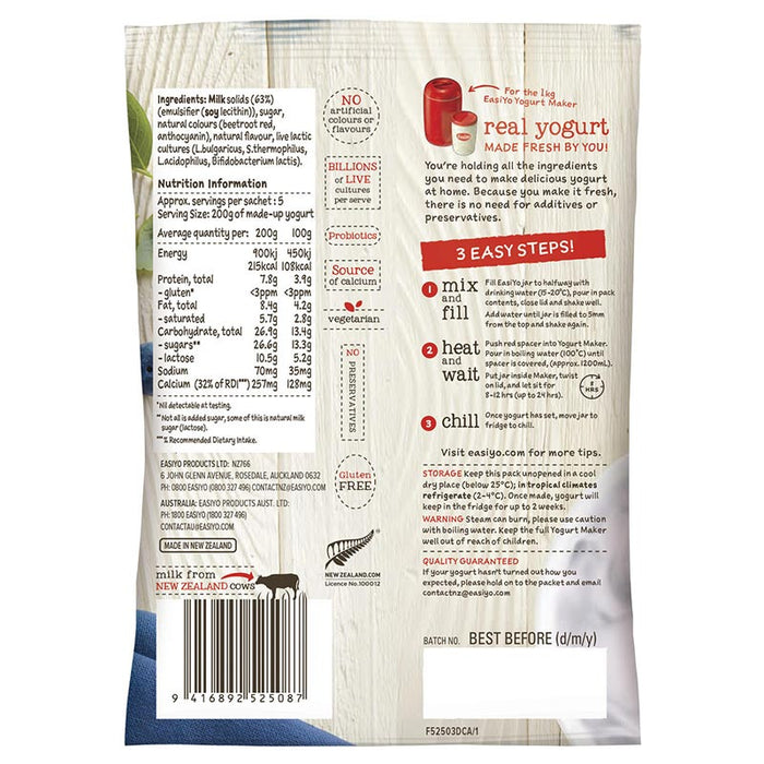 EasiYo Greek-Style Blueberry Yogurt Base 230g Carton of 8