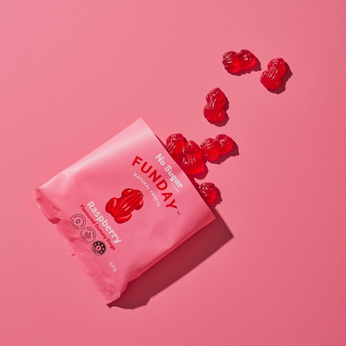 Funday Natural Sweets Flavoured Gummies Raspberry Frogs 50g