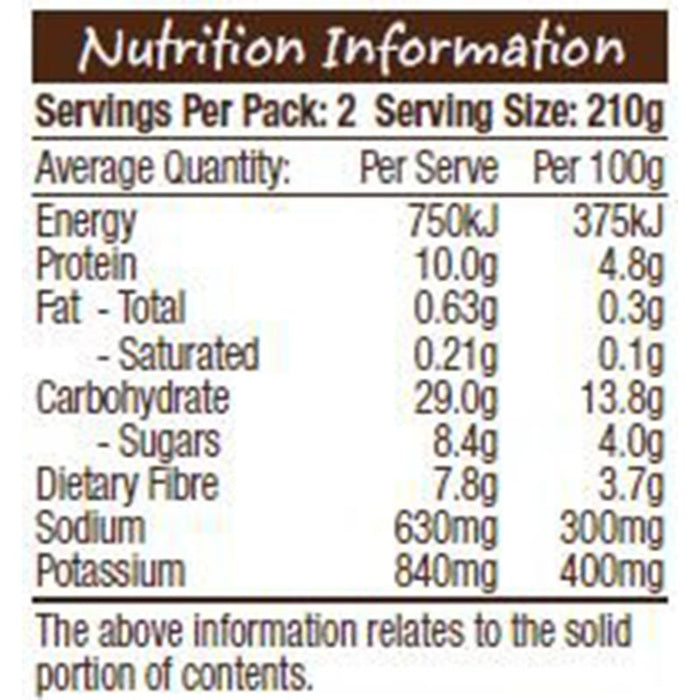 Global Organics Baked Beans In Tomato Sauce Organic 400g