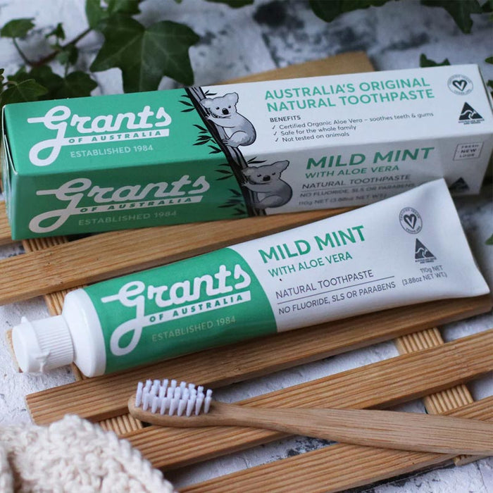 Grants of Australia Natural Toothpaste Mild Mint with Aloe Vera 110g