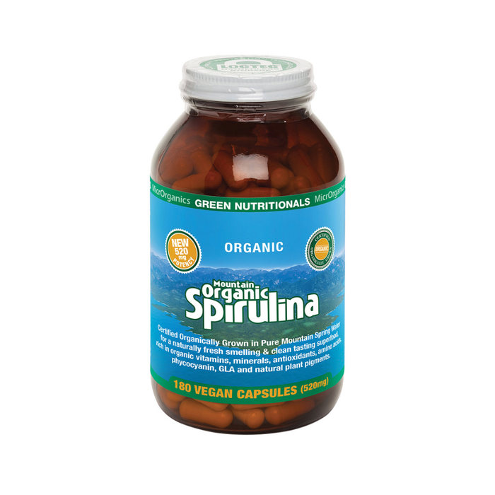 Green Nutritionals Mountain Organic Spirulina 520mg Vegan Capsules