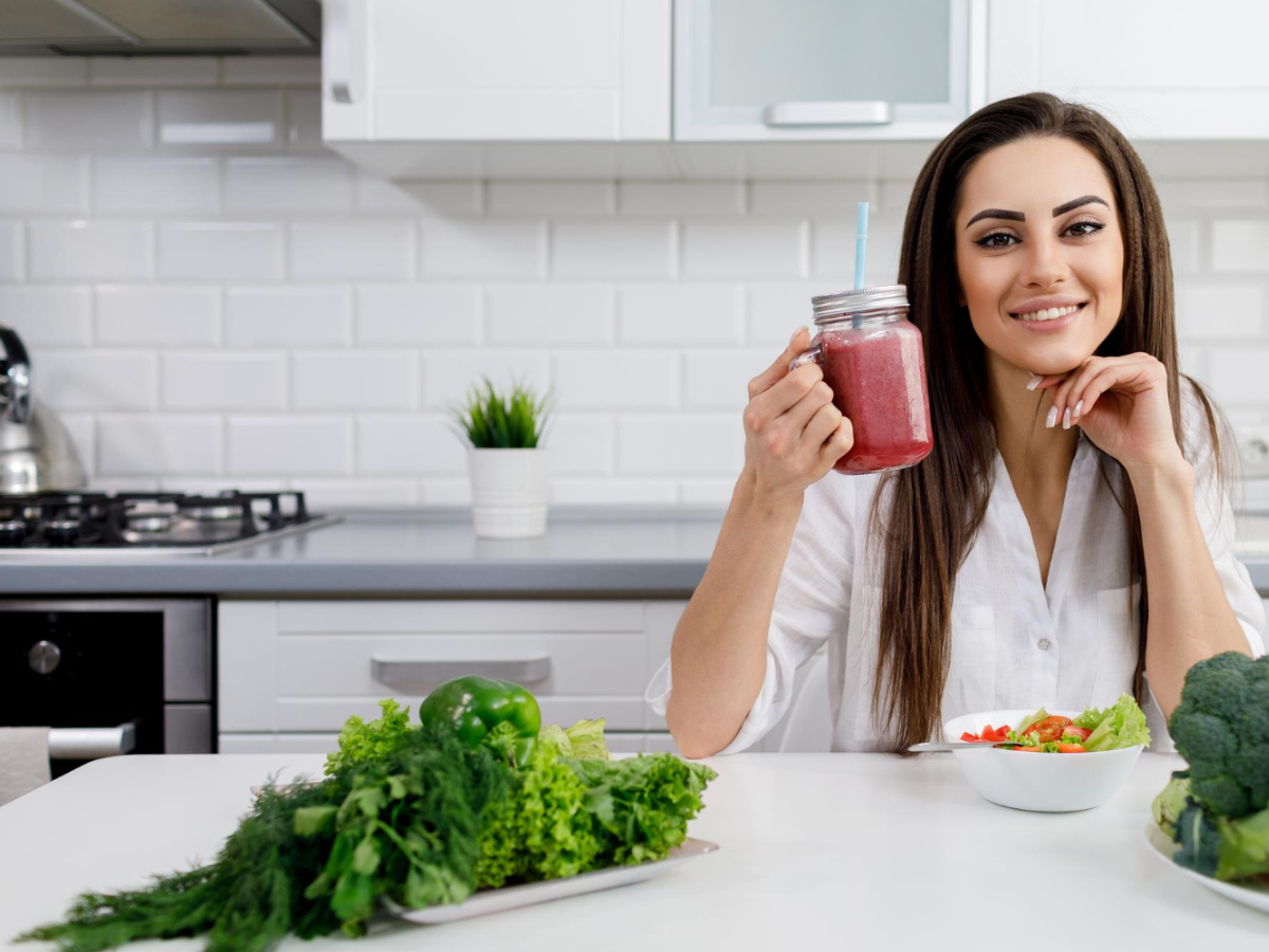 Fermented foods and gut health supplements on a kitchen bench